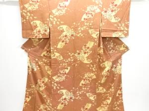 大正ロマン　紋錦紗　地紙に花模様着物